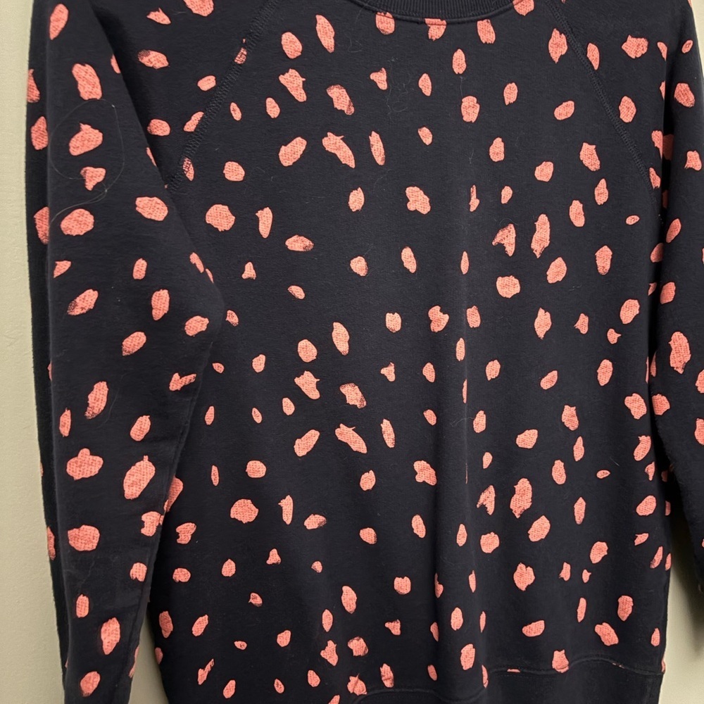 J. Crew Navy Cotton Terry Sweatshirt in Pink Painter’s Leopard Print Size S - Picture 5 of 9